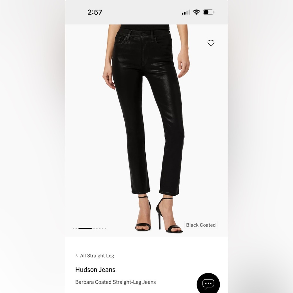 Hudson Barbara black coated jeans - ankle length size 32
